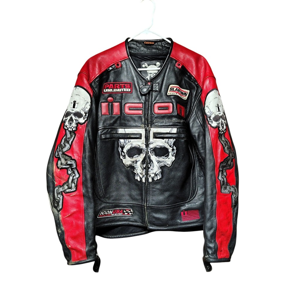 Men's Icon Skull Biker Jacket Large